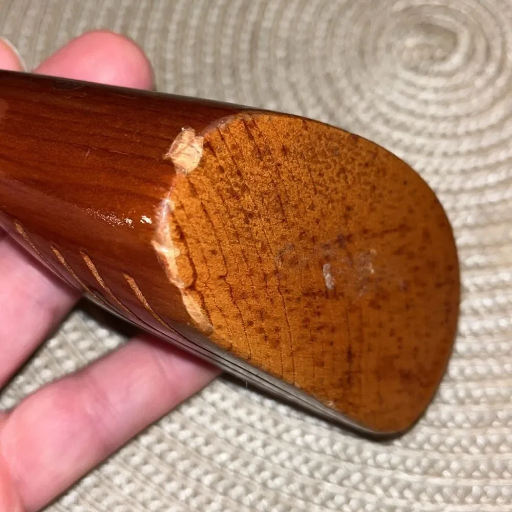 𝅺vintage Wooded Wood Carved Golf Club Wine Bottle Balanced Holder